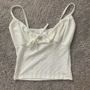 White eyelet crop top
